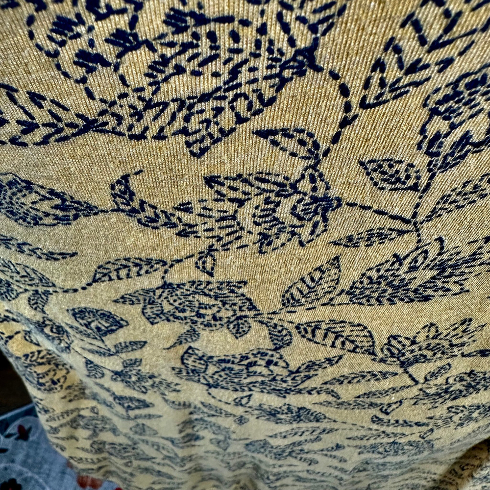 J Jill Pure Jill Ballet Sleeve Tunic Top Chamomile Yellow Floral Boho Size XL - Picture 9 of 10